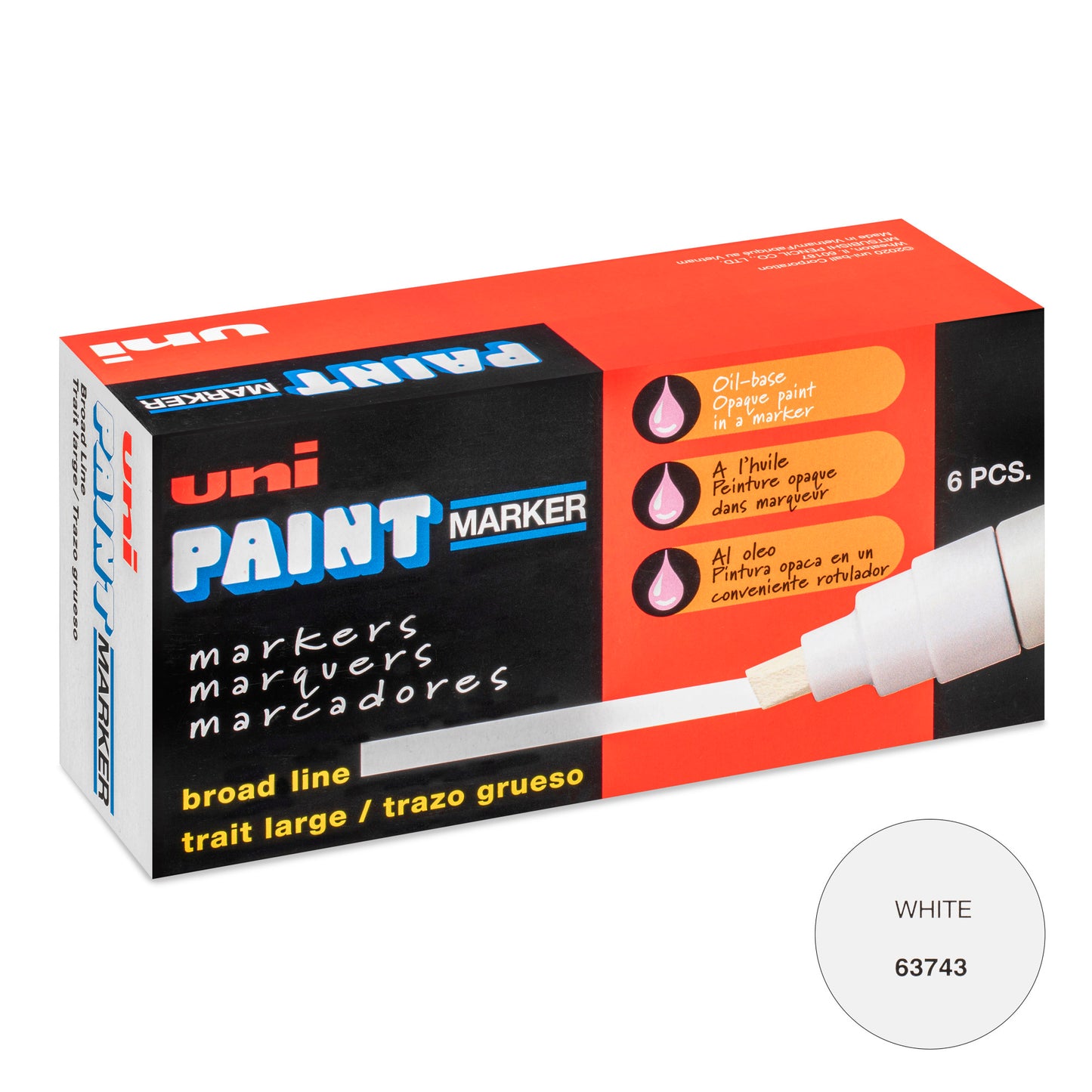 uni® Paint PX-30 Oil-Based Paint Markers, Broad Line (8mm), White