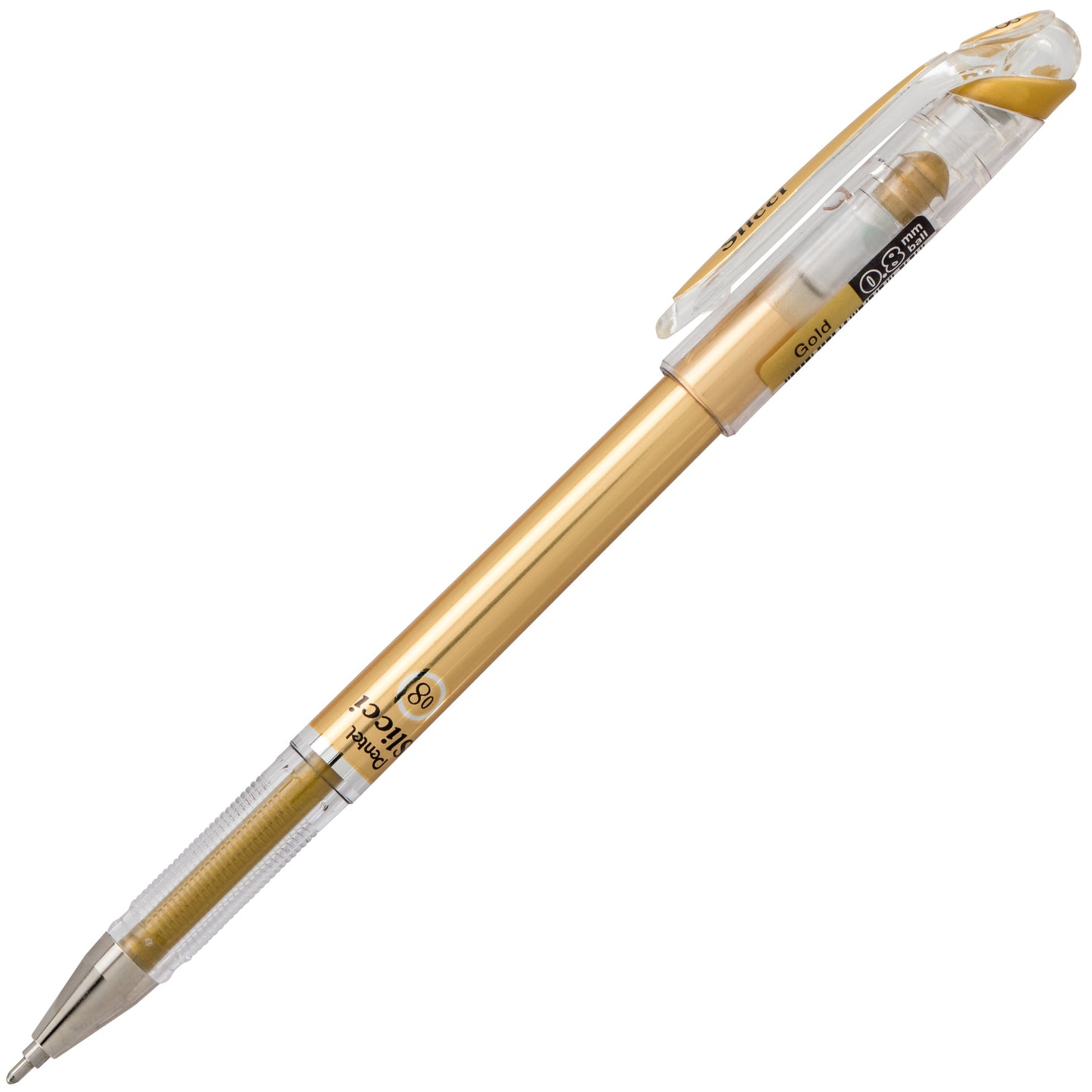 Pentel Arts Slicci METALLIC (0.8mm) Needle Tip Med Gel Pen Gold Metallic Ink (BG208-X)