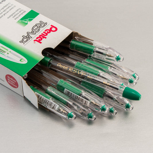 Pentel RSVP Ballpoint Pen, (1.0mm) Medium Line, Green Ink (BK91-D), 48 Dozen