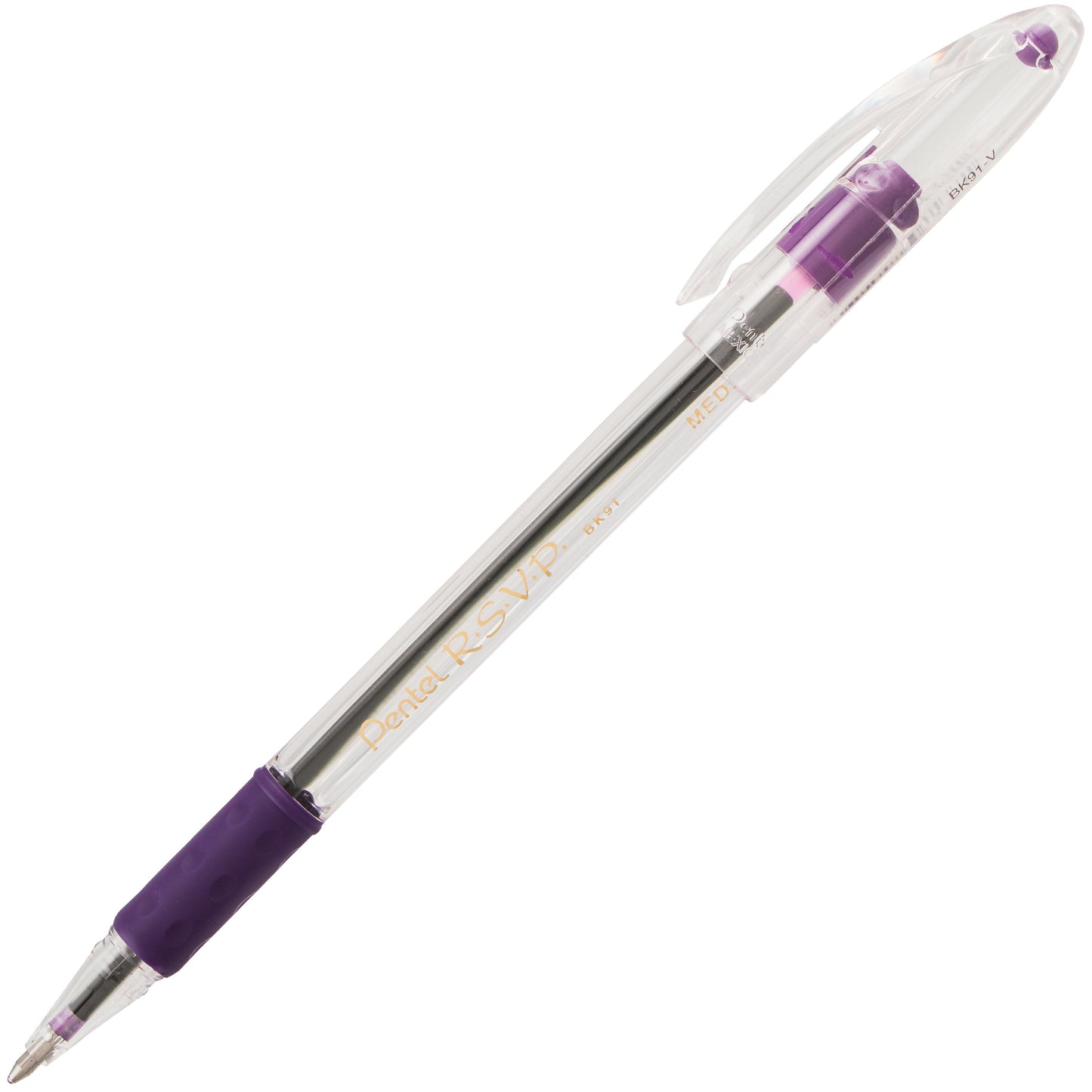 Pentel RSVP Ballpoint Pen, (1.0mm) Medium Line, Violet Ink (BK91-V)