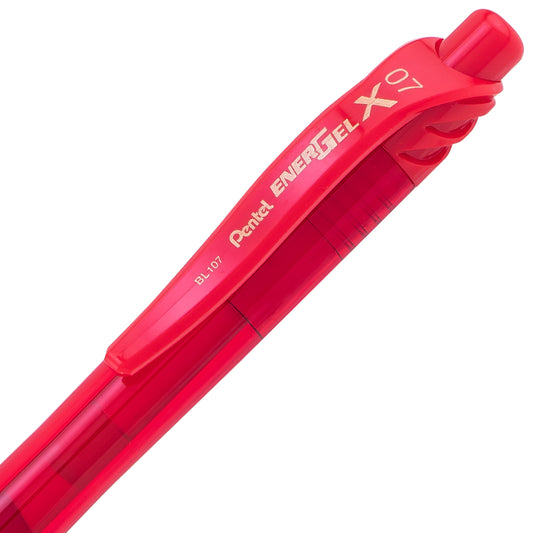 EnerGel-X Retractable Liquid Gel Pen, (0.7mm) Metal Tip, Red Ink (BL107-B)