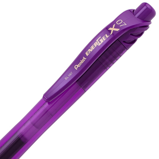 Pentel EnerGel-X Retractable Liquid Gel Pen, (0.7mm) Metal Tip, Medium Line, Violet Ink (BL107-V), 48 Dozen