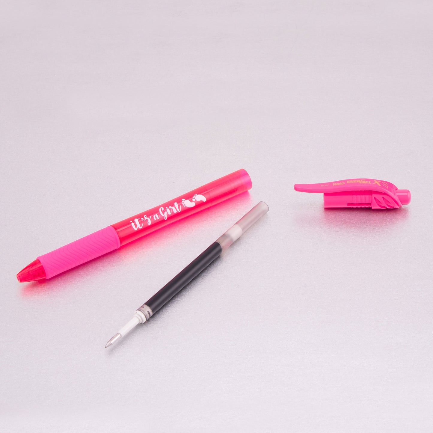 EnerGel-X Retractable Gel Pen, (0.7mm) Med. line, Pink Ink- its a Girl Dozen Box (BL107PPC12)