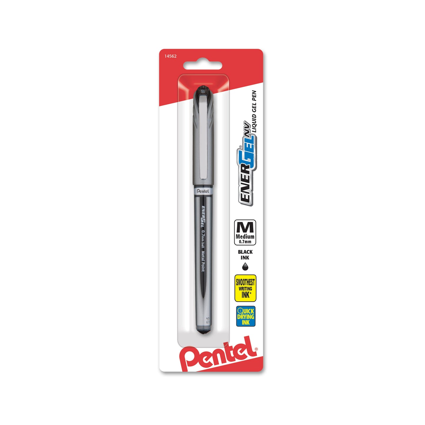 EnerGel NV Liquid Gel Pen, (0.7mm) Metal Tip, Medium Line Capped, Black Ink 1-Pk (BL27BPA)