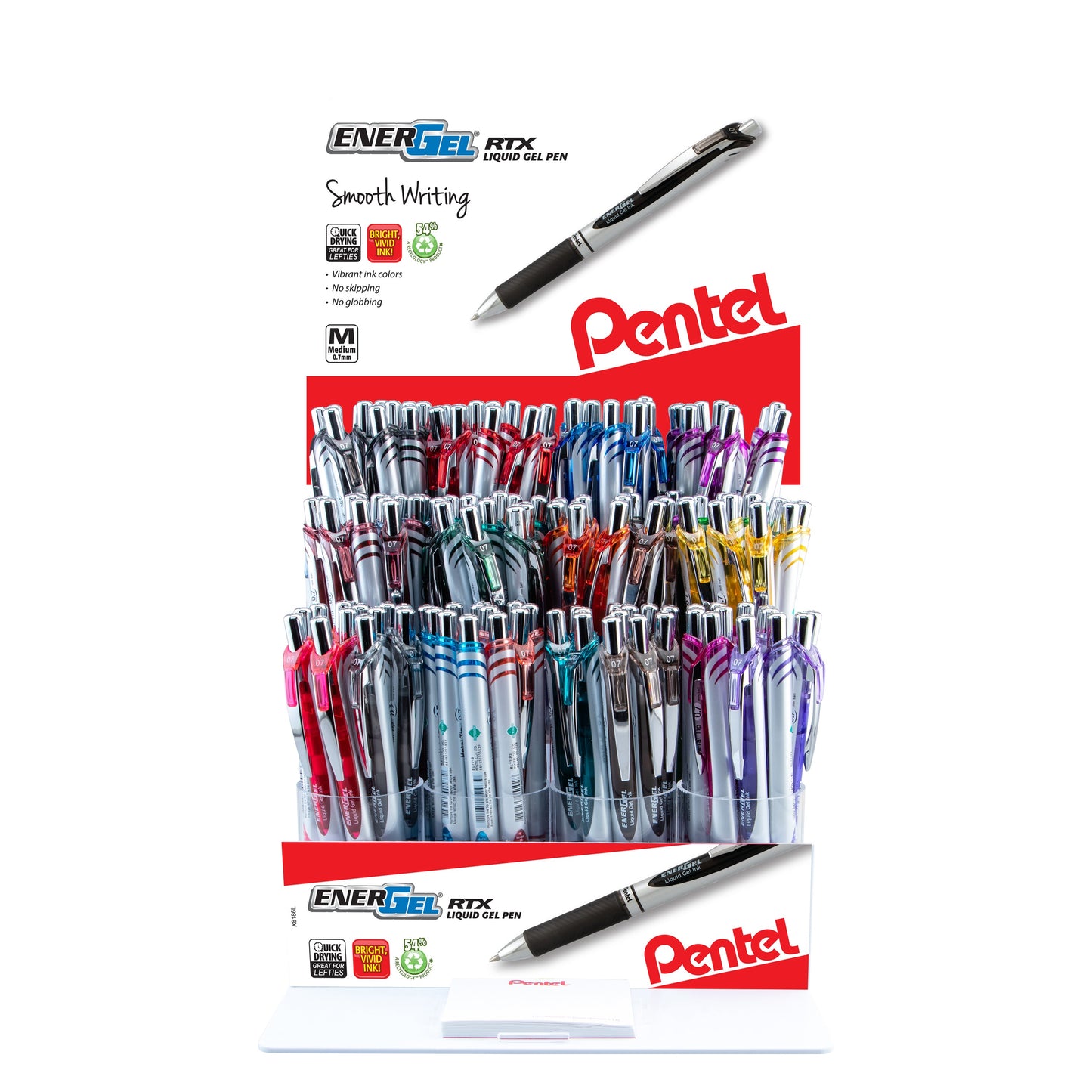 EnerGel RTX Liquid Gel Pen, (0.7mm) Med. Line, Assorted Ink, 144 pcs. (BL77M-12)