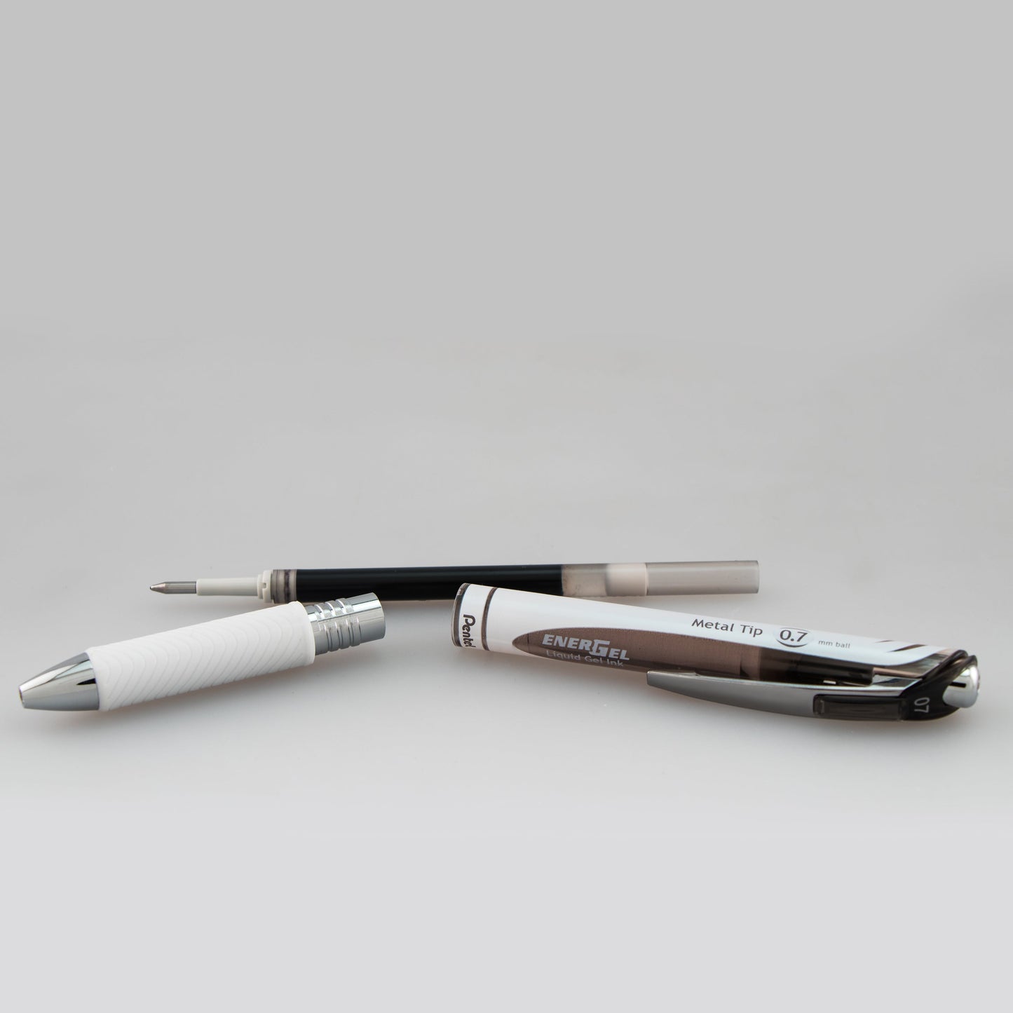 Pentel EnerGel Pearl Retractable Liquid Gel Pen, (0.7mm) Metal Tip, Medium Line, Black Accent, Black Ink (BL77PW-A)