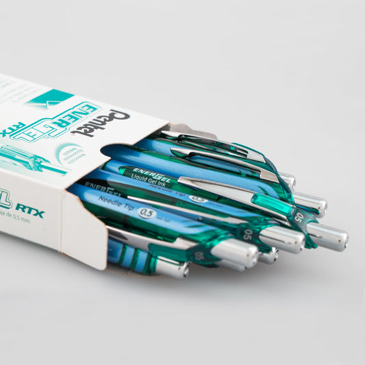 Pentel EnerGel RTX Retractable Liquid Gel Pen, (0.5mm) Needle Tip, Fine Line, Green Ink (BLN75-D), 48 Dozen