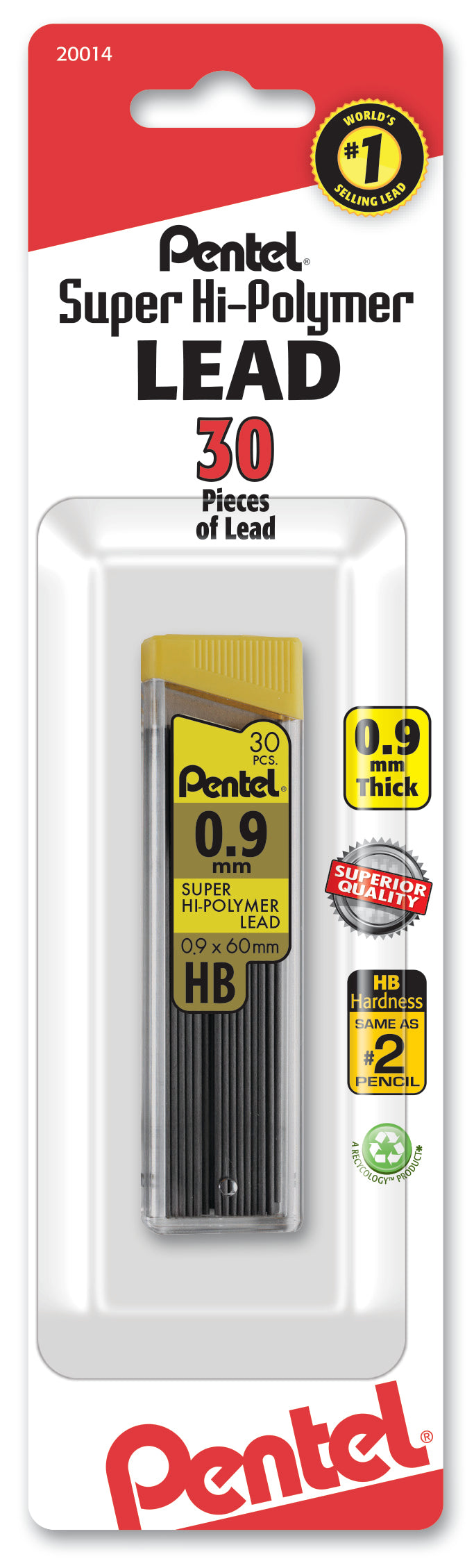 Super Hi-Polymer Lead Refill (0.9mm) Thick, HB, 30 pcs/Tube 1-Pk (C29BPHB)