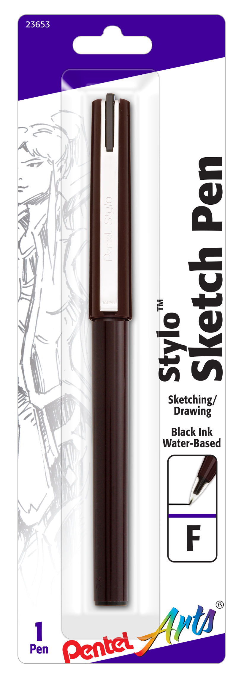 Pentel Arts Stylo Sketch Pen, Black Ink 1-Pk (JM20BPAE)