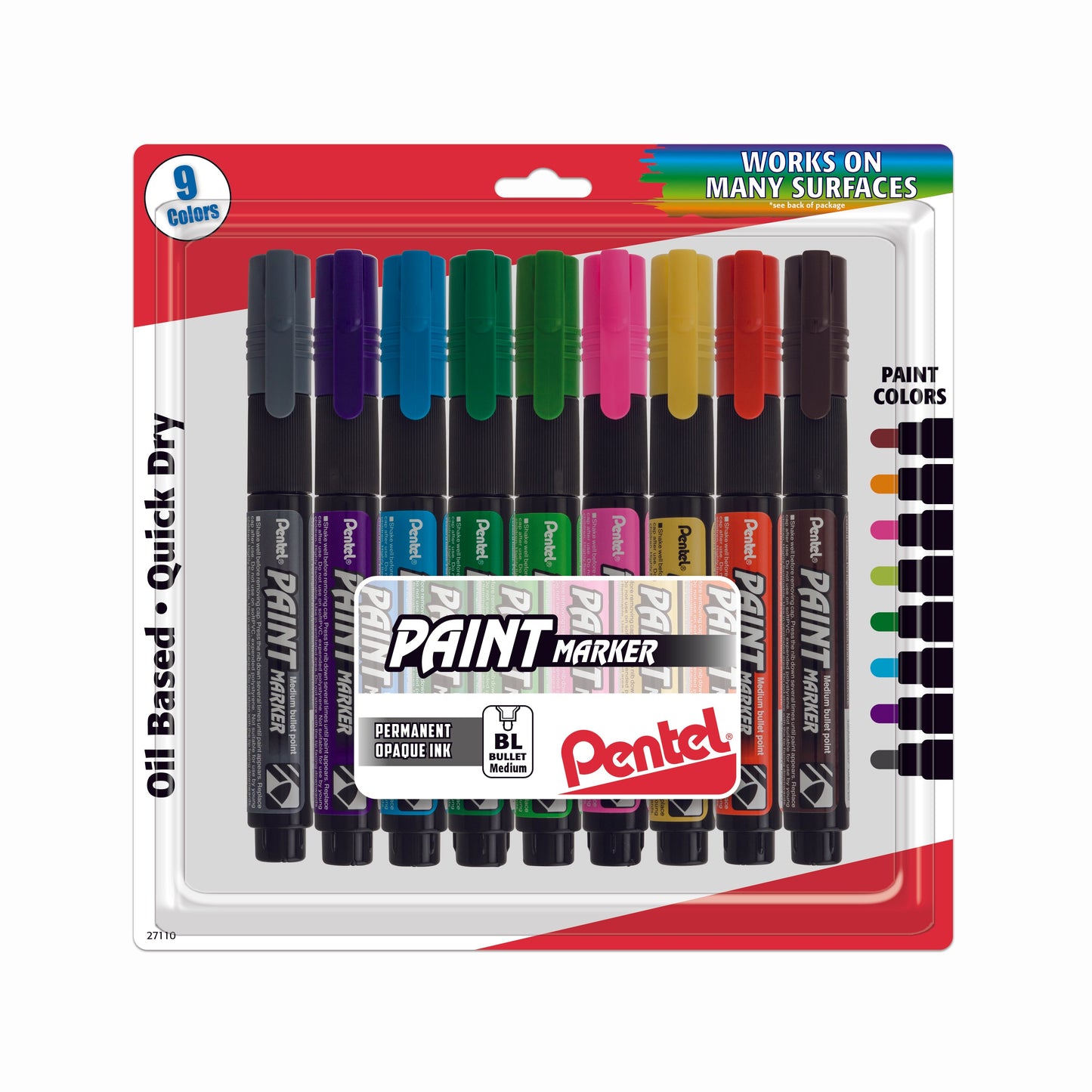 Paint Markers, Medium Bullet Point, Assorted Ink (DEFGKNPSV) 9-Pk (MMP20BP9M)