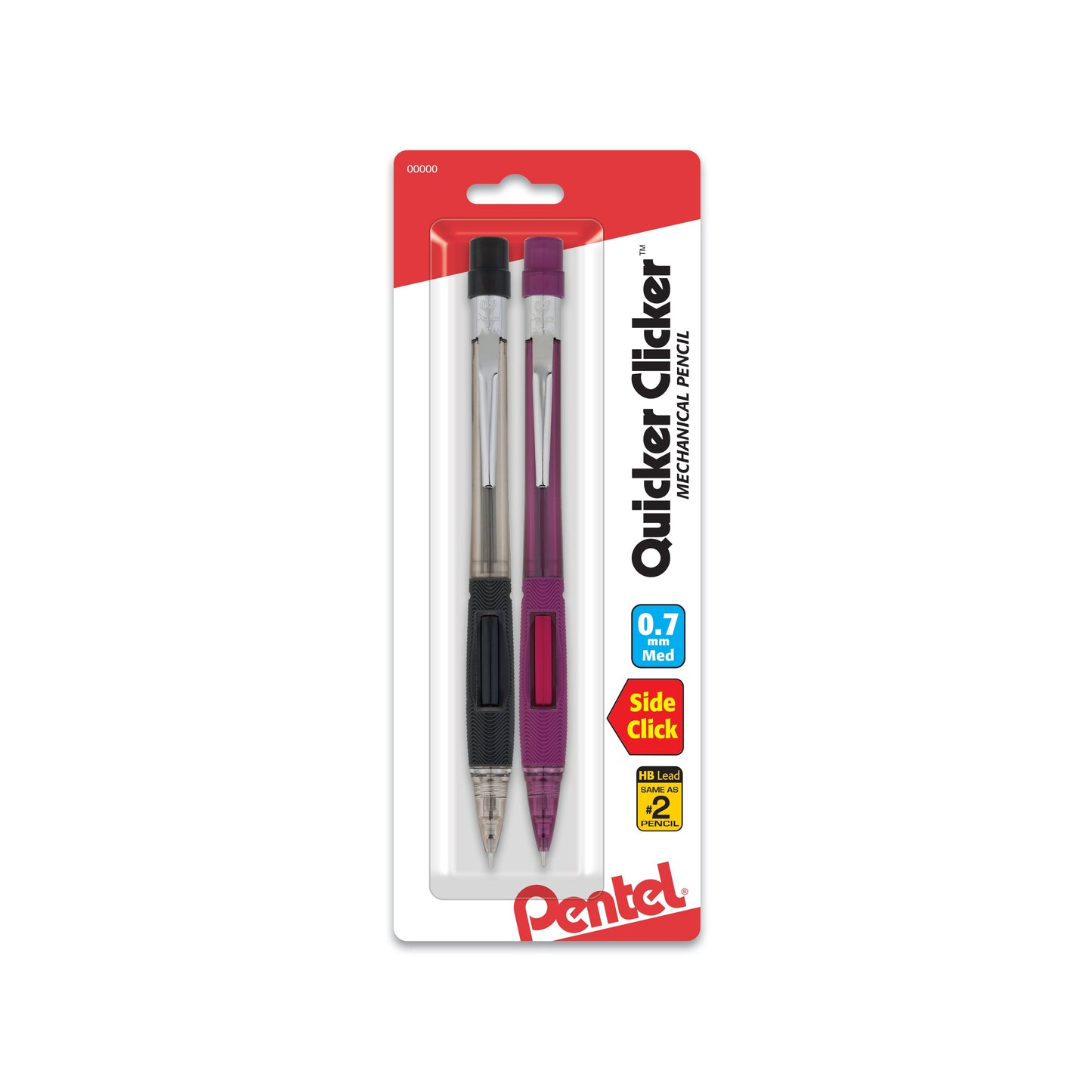 Quicker Clicker Mechanical Pencil (0.9mm) Transparent Red Barrel 2-Pk (PD349BP2-K6)