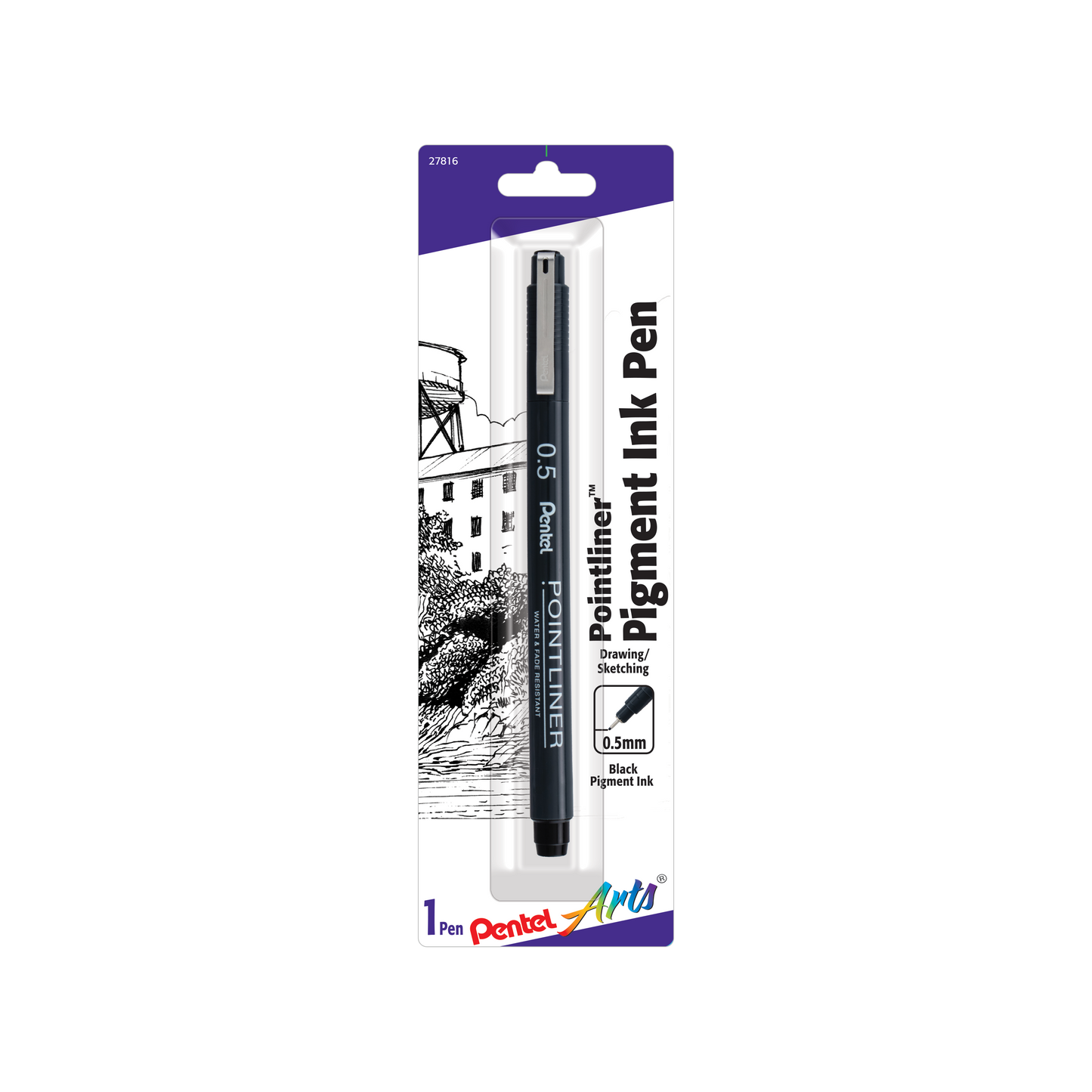 Pentel Arts Pointliner Pen, 1-Pack, 0.5mm, Black Ink (S20P5BPA)