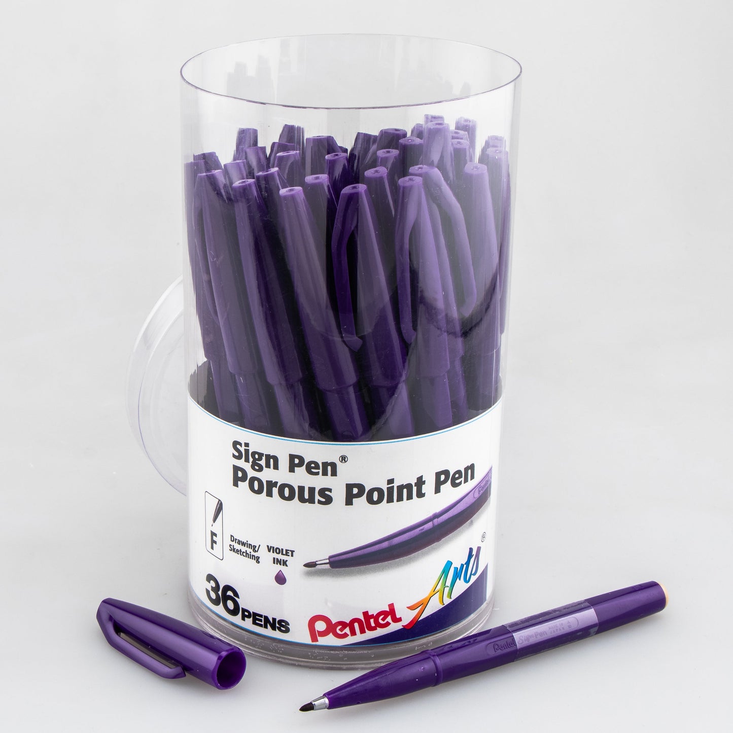 Pentel Arts Sign Pen, Fiber-tipped, Violet Ink 36-pk Canister (S520PC36V)