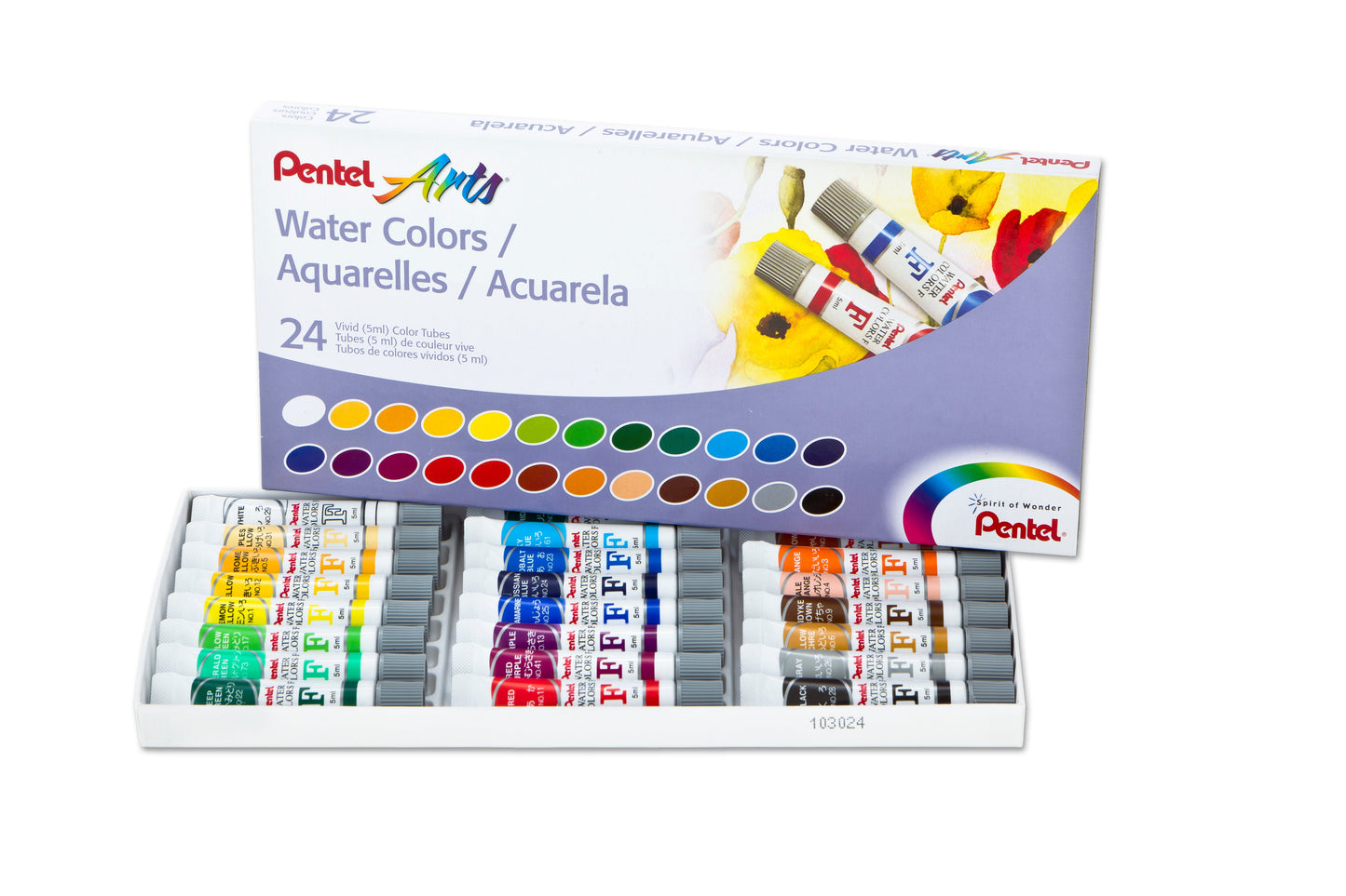 Pentel Arts Water Colors Assorted Colors, 24-Pk (WFRS-24)