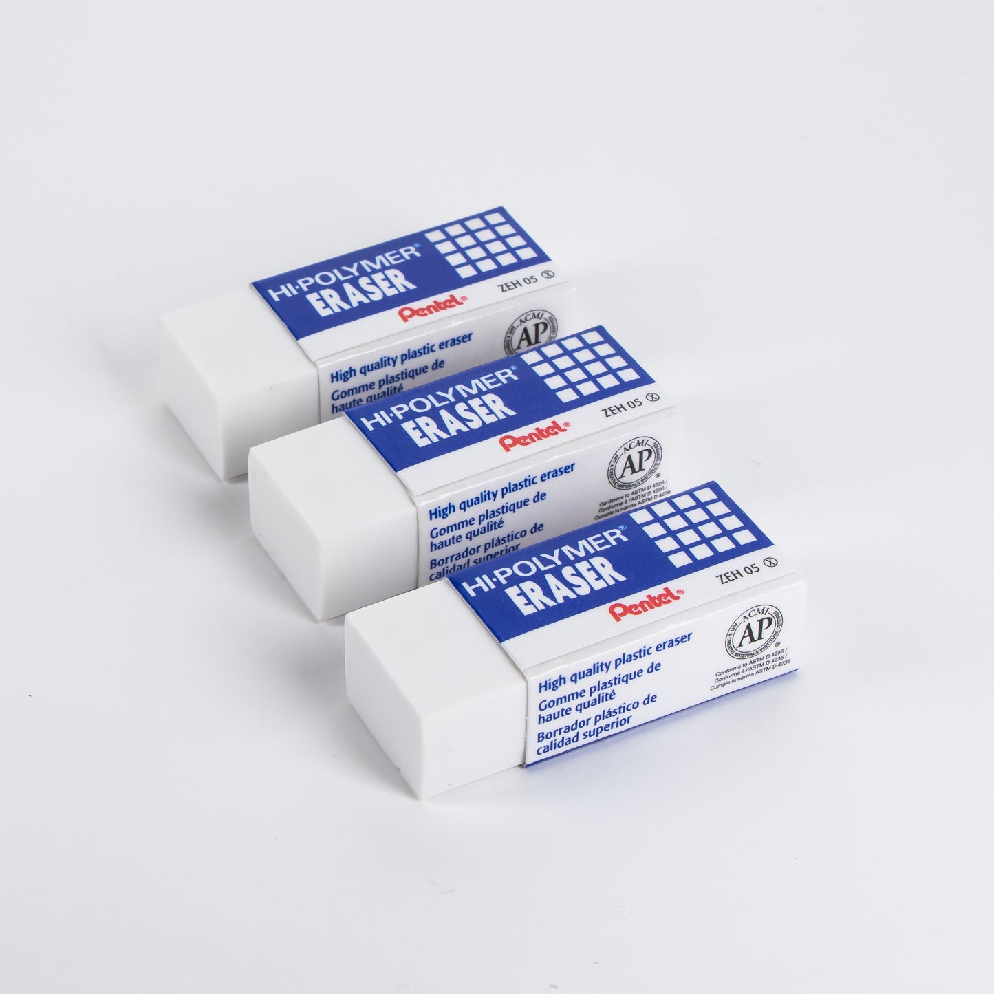 Hi-Polymer Block Eraser Small White, 3-Pk (ZEH05BP2F)