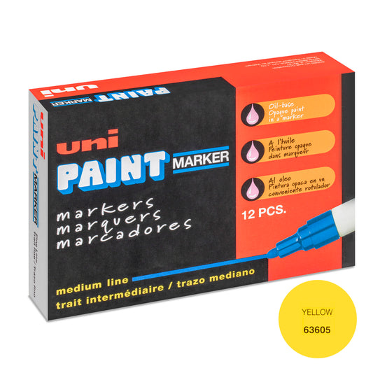 uni® Paint PX-20 Oil-Based Paint Markers, Medium Line (1.8-2.2mm), Yellow