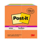 Post-it® Super Sticky Notes 654-24SSAU, Energy Boost Collection, 3 in x 3 in (76 mm x 76 mm), 100% PEFC, SGSCH-PEFC-COC-110078
