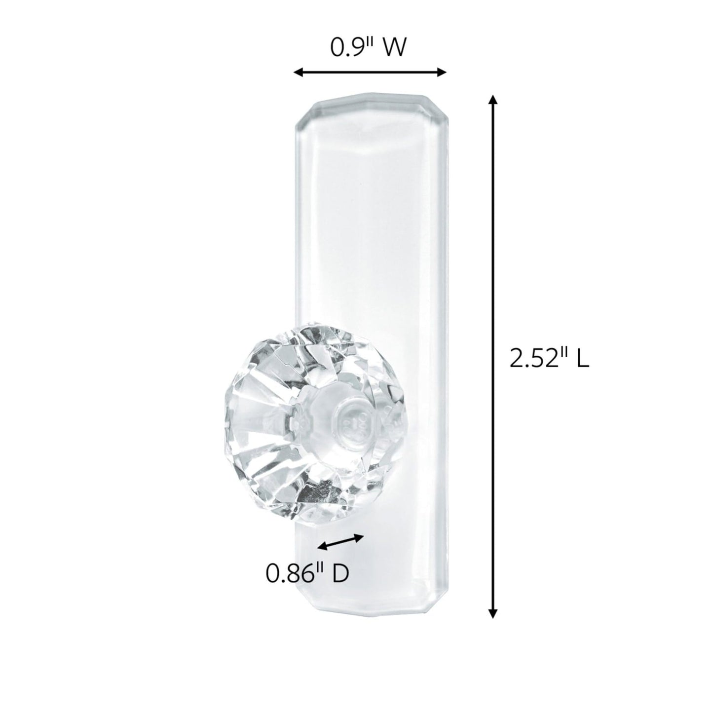 Command Damage-Free Removable Crystal Plastic Knob Hook, 2 Lb Medium, Clear