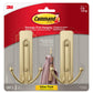 Command™ Large Satin Brass Double Hooks 17036BR-2ES, 2 Hooks, 2 Strips