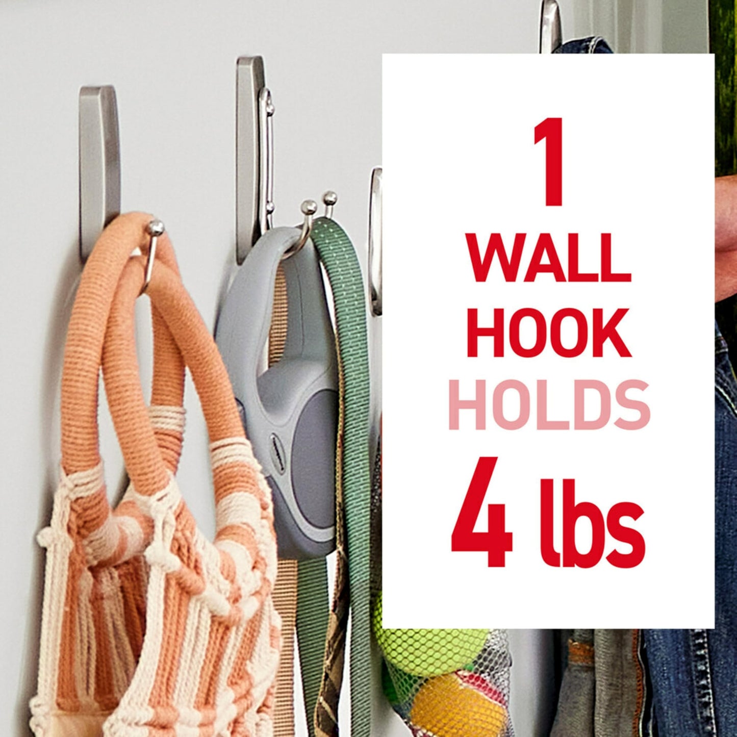Command™ Large Satin Brass Double Hooks 17036BR-2ES, 2 Hooks, 2 Strips