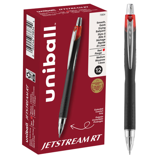 uniball™ Jetstream RT Retractable Ballpoint Pen, Medium Point (1.0mm), Red, 12 Pack
