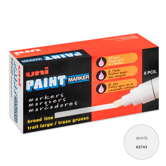 uni® Paint PX-30 Oil-Based Paint Markers, Broad Line (8mm), White