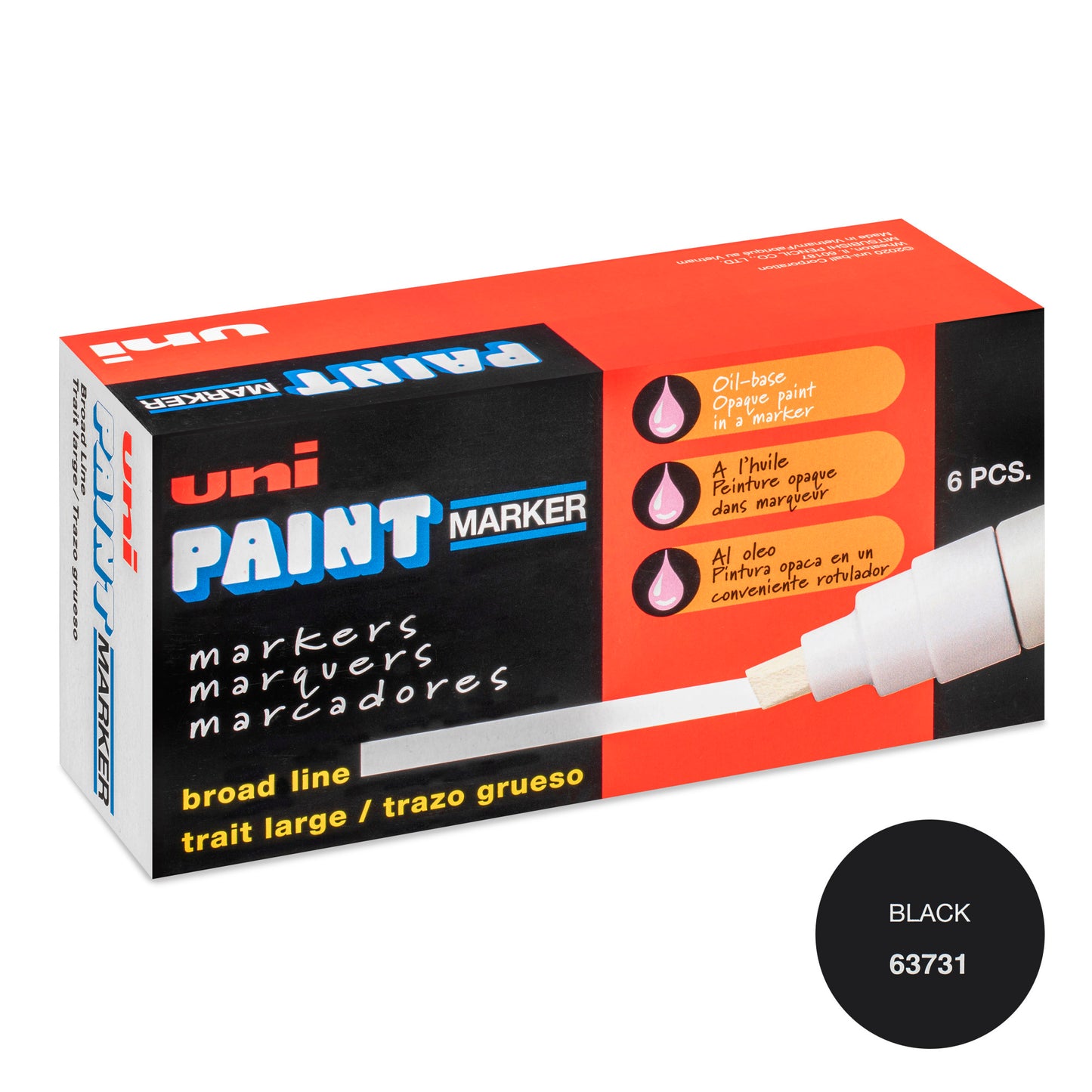 uni® Paint PX-30 Oil-Based Paint Markers, Broad Line (8mm), Black