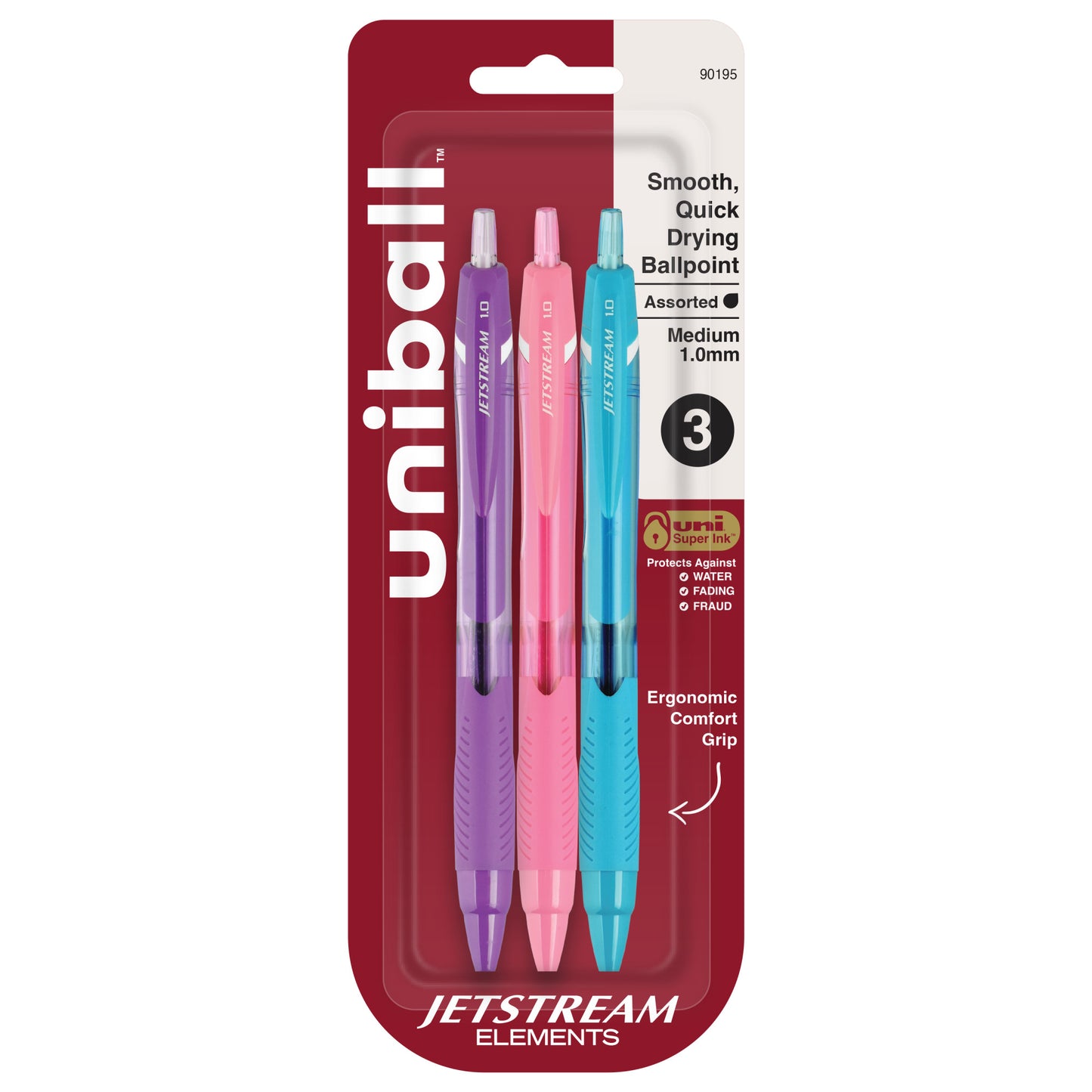 uniball™ Jetstream Elements Ballpoint Pens, Medium Point (1.0mm), Assorted Ink, 3 Pack