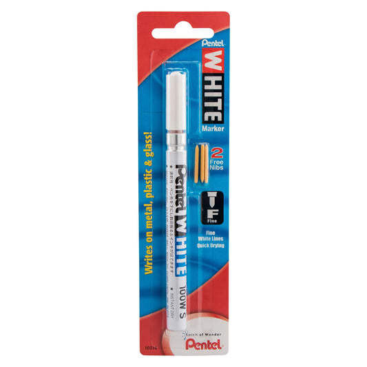 Pentel White Marker Permanent Ink Fine Point 1-Pk (100W-S), 240 Each
