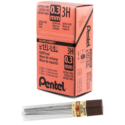 Super Hi-Polymer Lead Refill (0.3mm) Extra Fine, 3H, 12 pcs/Tube (300-3H)