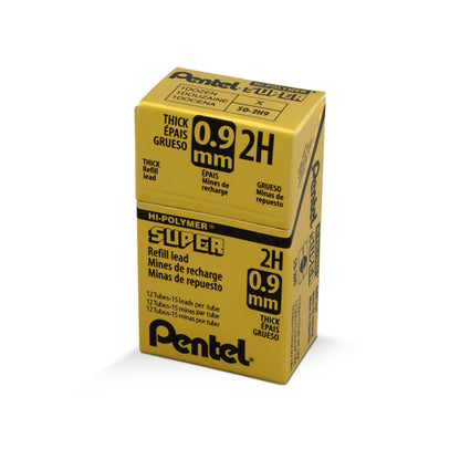 Super Hi-Polymer Lead Refill (0.9mm) Thick, 2H, 15 pcs/Tube (50-9-2H)