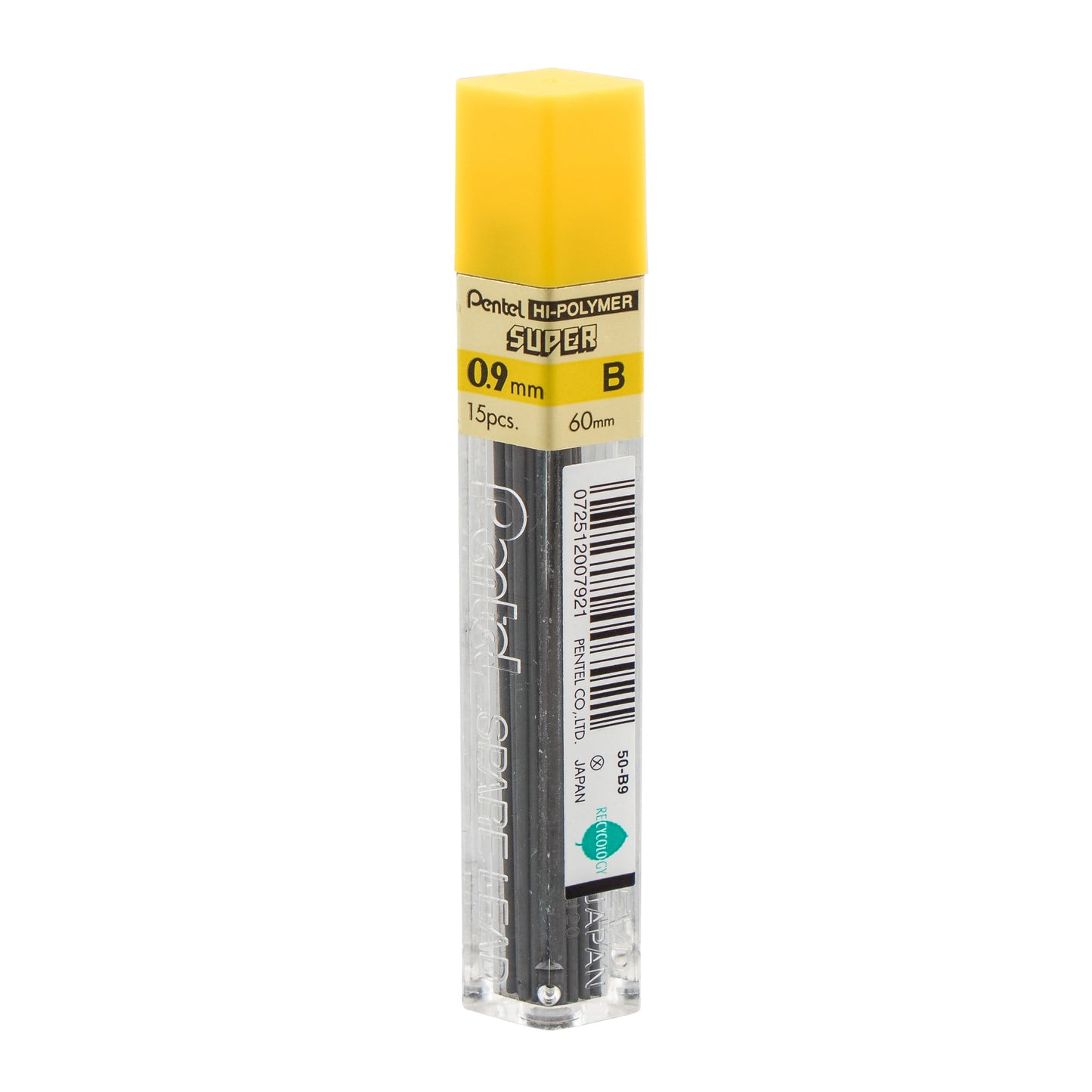 Super Hi-Polymer Lead Refill (0.9mm) Thick, B, 15 pcs/Tube (50-9-B)