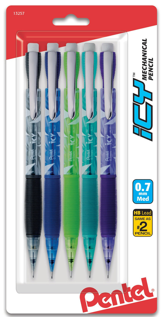 ICY (0.7mm) Mechanical Pencil, Assorted Barrels, 5-Pk (AL27RDBP5M)