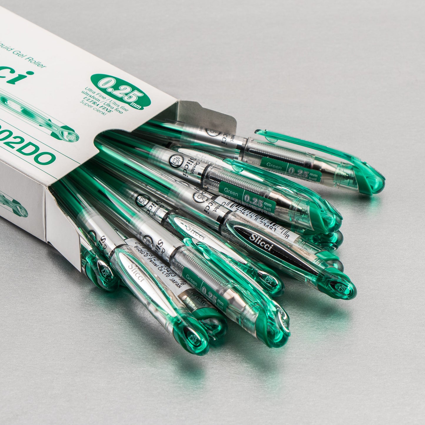 Pentel Arts Slicci (0.25mm) Extra Fine Gel Pen - Green Ink (BG202-D)