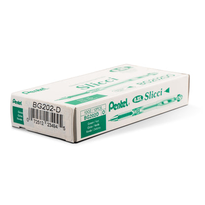 Pentel Arts Slicci (0.25mm) Extra Fine Gel Pen - Green Ink (BG202-D)