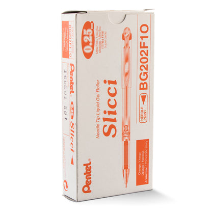 Pentel Arts Slicci (0.25mm) Extra Fine Gel Pen - Orange Ink (BG202-F1)