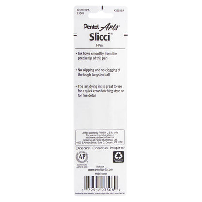 Pentel Arts Slicci (0.25mm) Extra Fine Gel Pen Black Ink 1-Pk (BG202BPA)