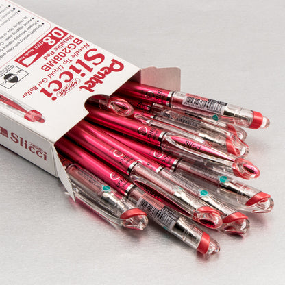 Pentel Arts Slicci METALLIC (0.8mm) Needle Tip Med Gel Pen Red Metallic Ink (BG208-MB)