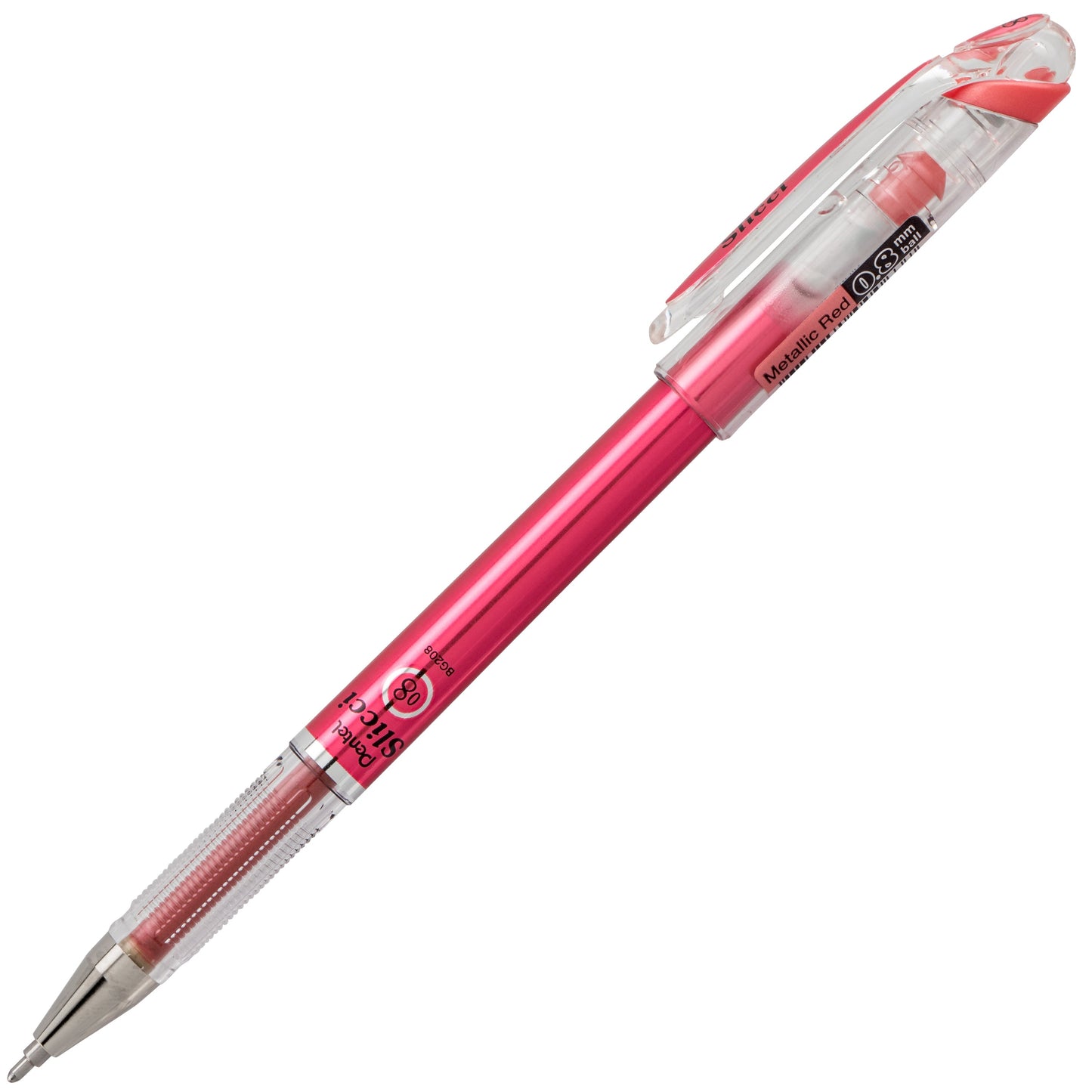 Pentel Arts Slicci METALLIC (0.8mm) Needle Tip Med Gel Pen Red Metallic Ink (BG208-MB)