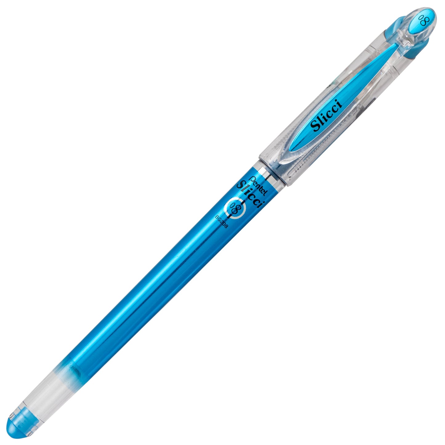 Pentel Arts Slicci METALLIC (0.8mm) Needle Tip Med Gel Pen Blue Metallic Ink (BG208-MC)