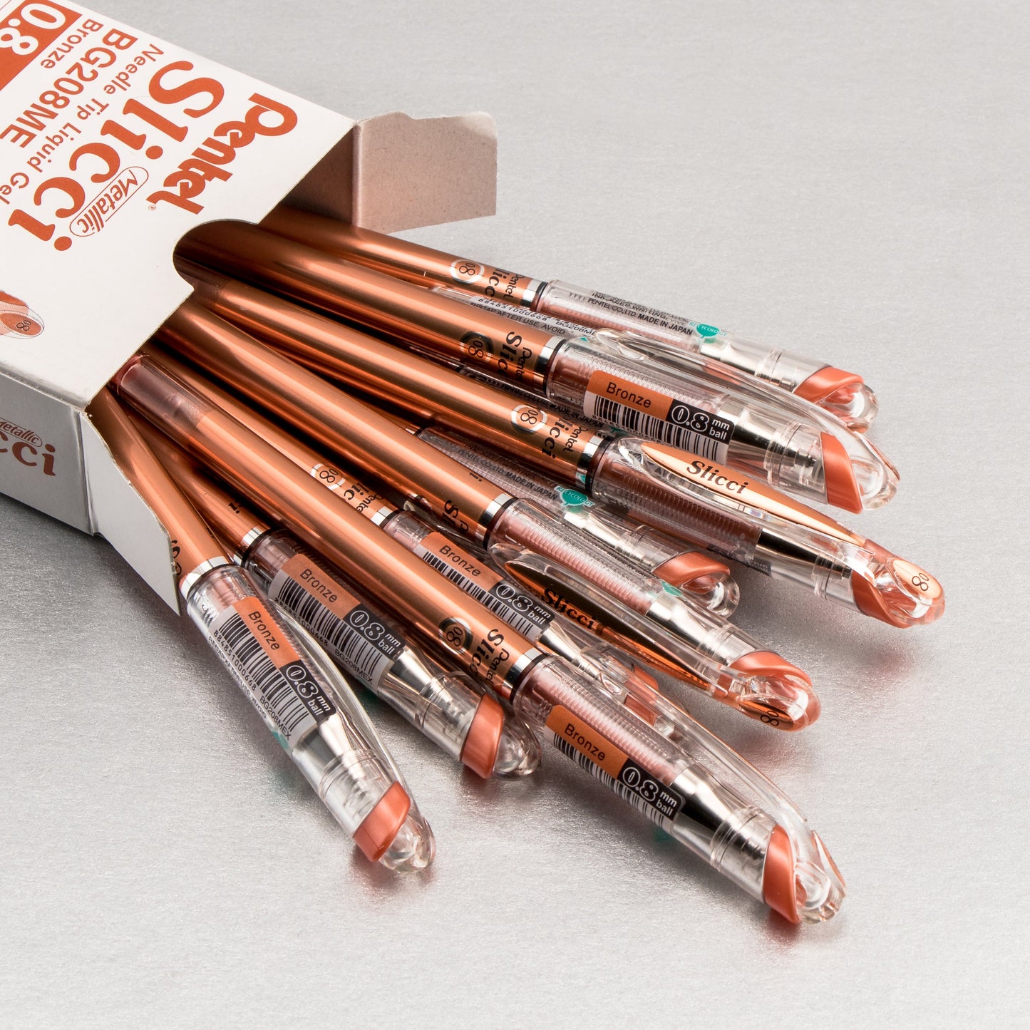 Pentel Arts Slicci METALLIC (0.8mm) Needle Tip Med Gel Pen Bronze Metallic Ink (BG208-ME)