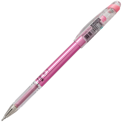 Pentel Arts Slicci METALLIC (0.8mm) Needle Tip Med Gel Pen Pink Metallic Ink (BG208-MP)