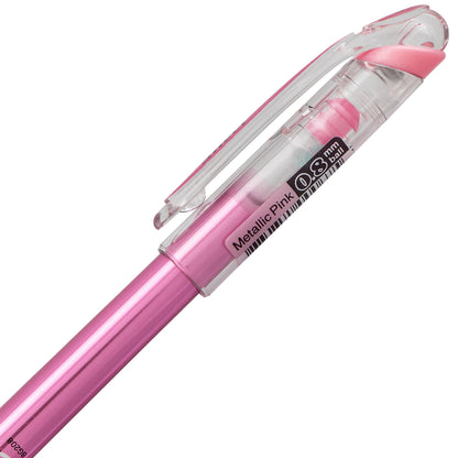 Pentel Arts Slicci METALLIC (0.8mm) Needle Tip Med Gel Pen Pink Metallic Ink (BG208-MP)