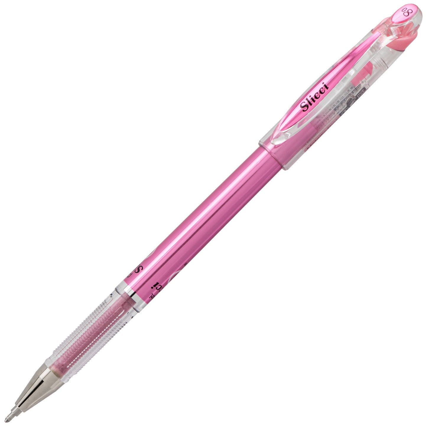 Pentel Arts Slicci METALLIC (0.8mm) Needle Tip Med Gel Pen Pink Metallic Ink (BG208-MP)