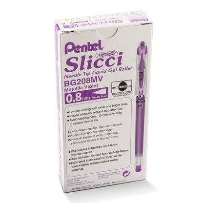 Pentel Arts Slicci METALLIC (0.8mm) Needle Tip Med Gel Pen Violet Metallic Ink (BG208-MV)