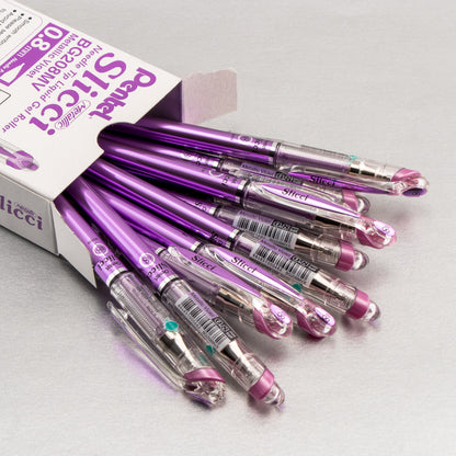 Pentel Arts Slicci METALLIC (0.8mm) Needle Tip Med Gel Pen Violet Metallic Ink (BG208-MV)