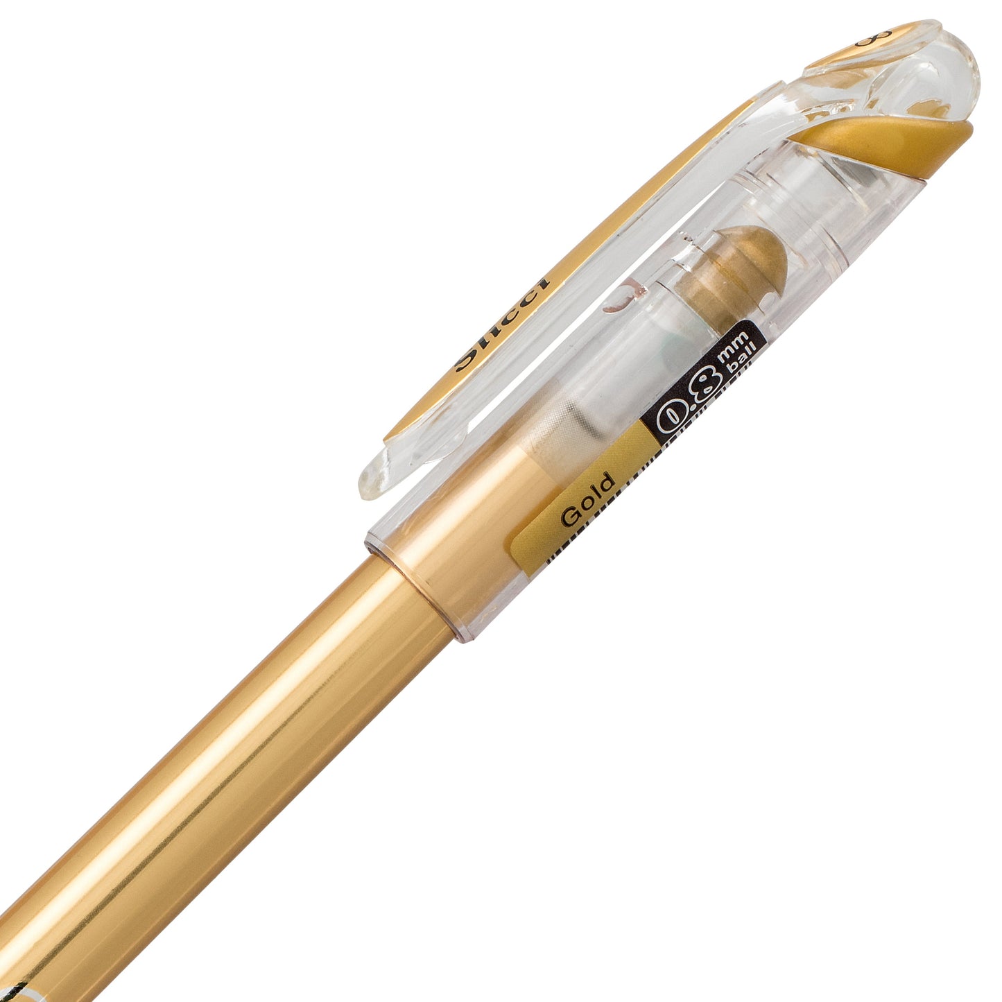 Pentel Arts Slicci METALLIC (0.8mm) Needle Tip Med Gel Pen Gold Metallic Ink (BG208-X)