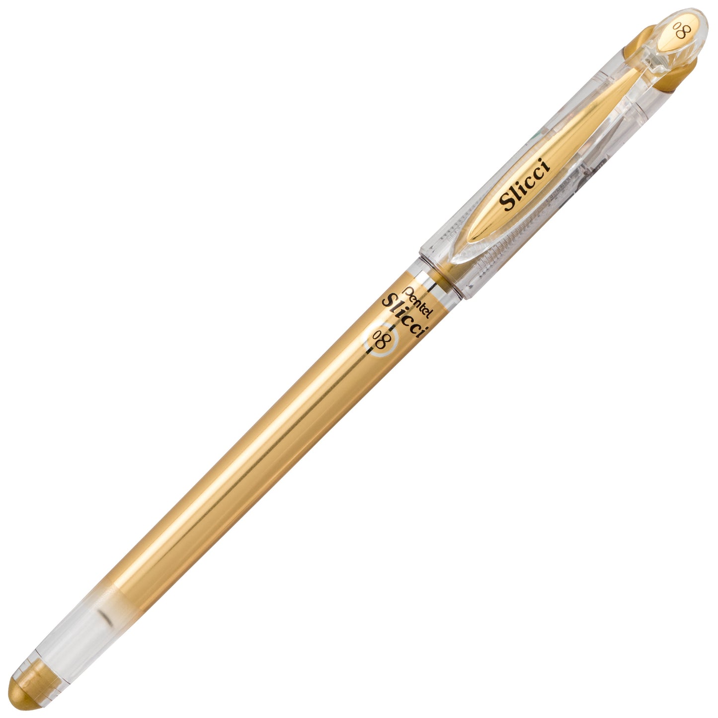 Pentel Arts Slicci METALLIC (0.8mm) Needle Tip Med Gel Pen Gold Metallic Ink (BG208-X)