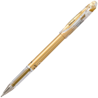 Pentel Arts Slicci METALLIC (0.8mm) Needle Tip Med Gel Pen Gold Metallic Ink (BG208-X)