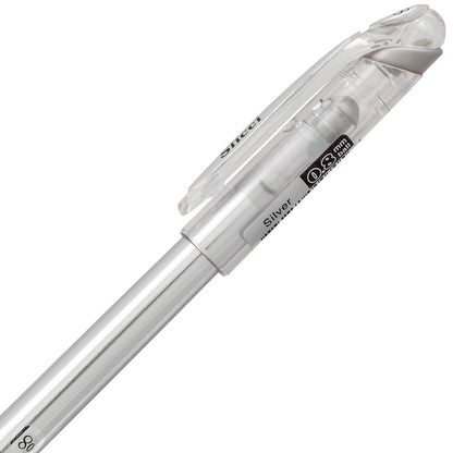Pentel Arts Slicci METALLIC (0.8mm) Needle Tip Med Gel Pen Silver Metallic Ink (BG208-Z)